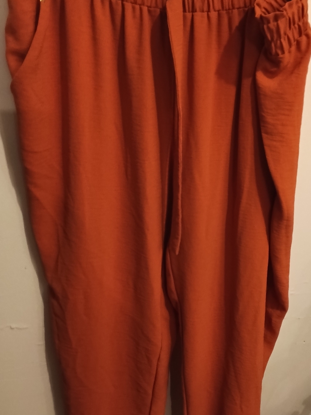 Women's Relaxed Drawstring Track Pants in Rust Orange
